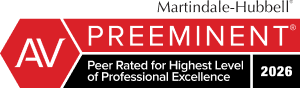 Martindale Hubbell AV Preeminent | Peer Rated For Highest Level of Professional Excellence | 2026